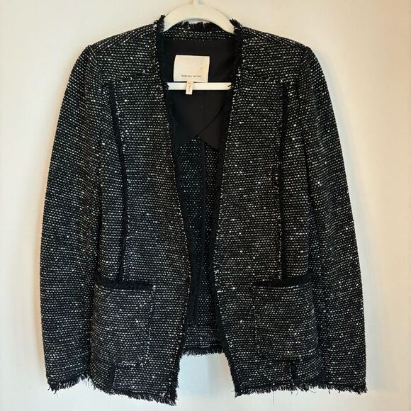 Rebecca Taylor Women tweed Rae hem blazer suit jacket pockets size 6 - EUC! - Picture 1 of 11